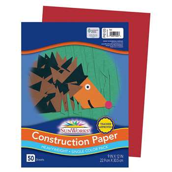 Sunworks Construction Paper 9X12 Red 50 Ct